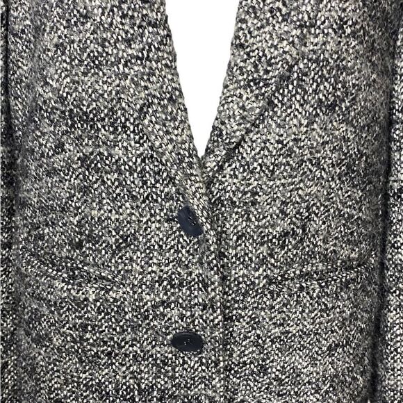 J Jill Wm’s Sz Small Black White Tweed Lined 2 Button Blazer Jacket - Picture 2 of 5
